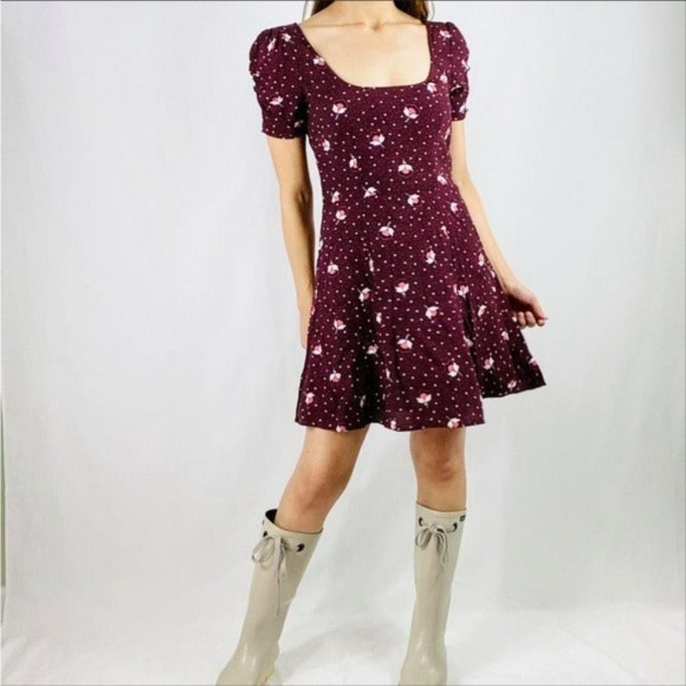 Urban Outfitters & Other Stories Burgundy Floral Mini Dress